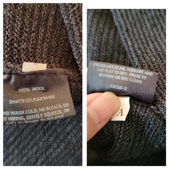 EILEEN FISHER Black Gray 100% Wool Top Size S Textured V-neck High-Low Cozy Goth - Picture 11 of 12